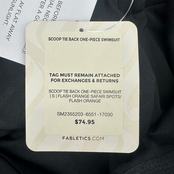 Fabletics Leopard Print Scoop Tie Back Bathing Swim Suit Womens Sz Small Safari - Picture 5 of 6